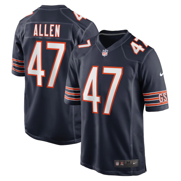 mens nike chase allen navy chicago bears game player jersey